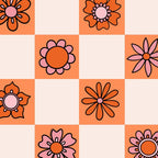 Fall Flower Checkered Print in Peach Coffee Mug Gallery Image 2