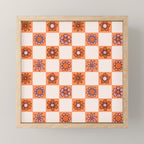 Fall Flower Checkered Print in Peach Mini Art Print Gallery Image 1