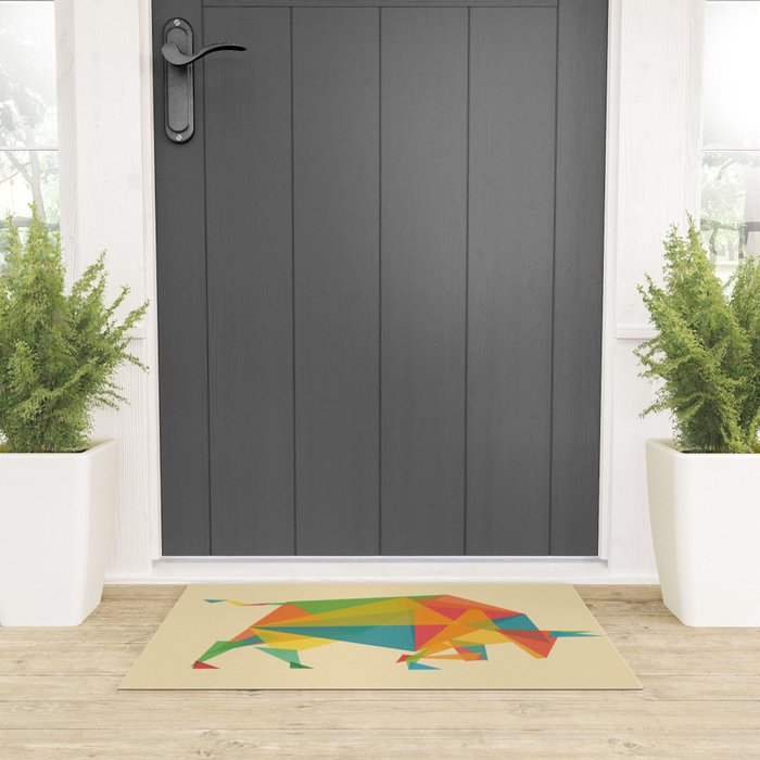 Fractal Geometric Bull Welcome Mat Gallery Image 3