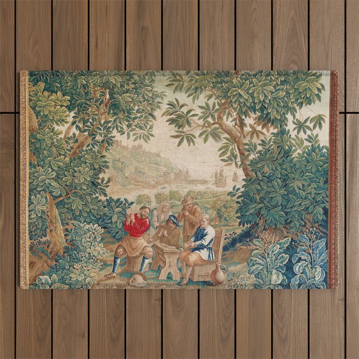 Verdure 18th Century French Tapestry Print Outdoor Rug Gallery Image 1