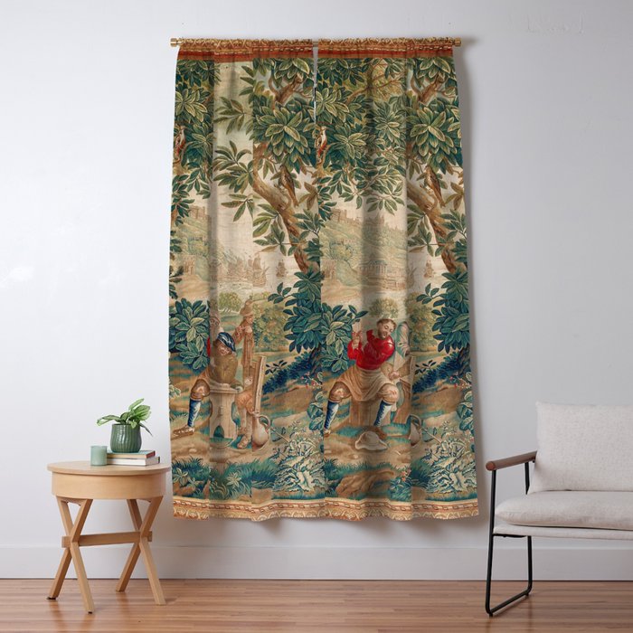 Verdure 18th Century French Tapestry Print Window Curtain Gallery Image 5
