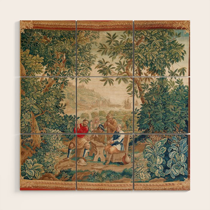 Verdure 18th Century French Tapestry Print Wood Wall Art Gallery Image 1