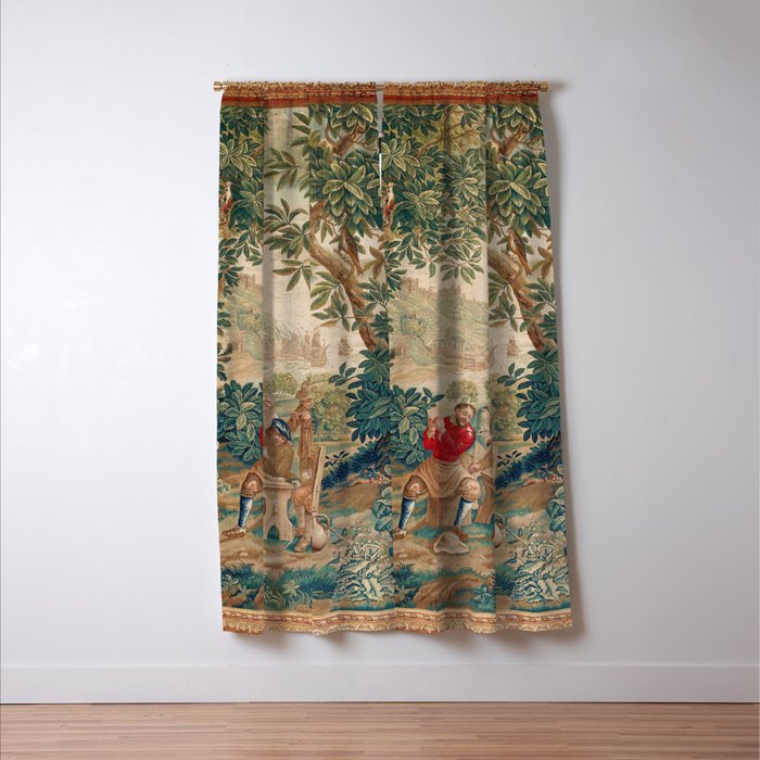 Verdure 18th Century French Tapestry Print Window Curtain Gallery Image 3