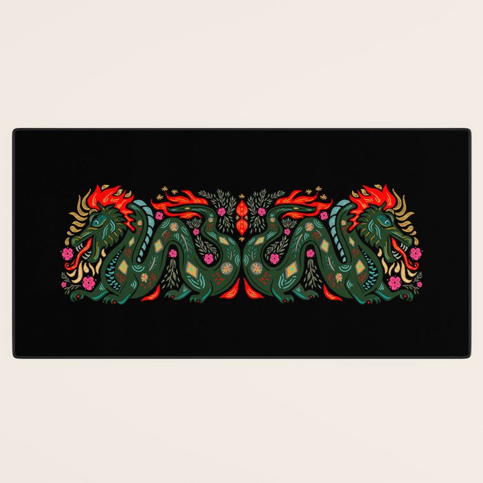 Dragon - Red, Black, Green Desk Mat Gallery Image 3