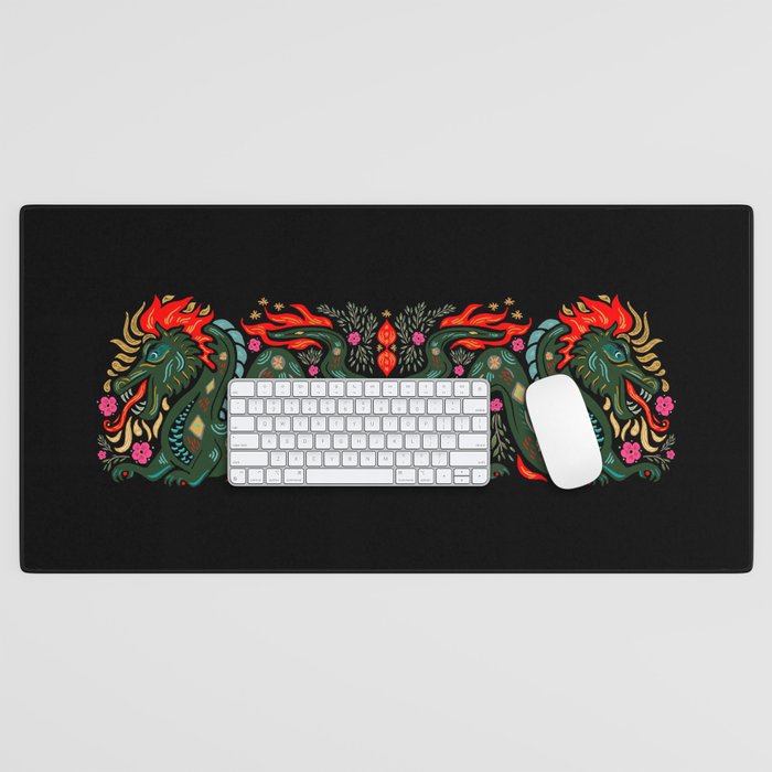 Dragon - Red, Black, Green Desk Mat Gallery Image 1
