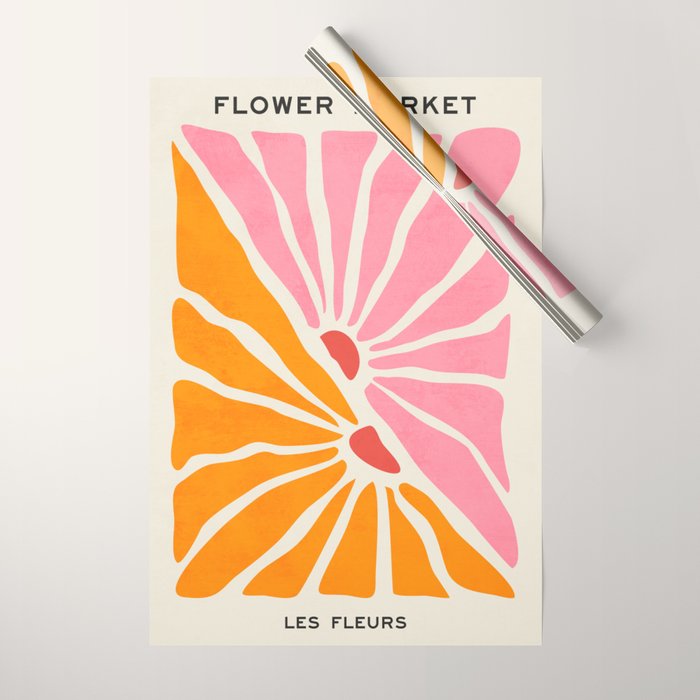 Chantilly & Neon Carrot: Les Fleurs | Flower Market Color Series 09 Wrapping Paper Gallery Image 1