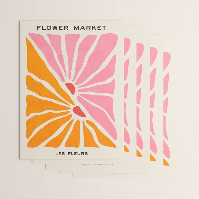Chantilly & Neon Carrot: Les Fleurs | Flower Market Color Series 09 Wrapping Paper Gallery Image 3