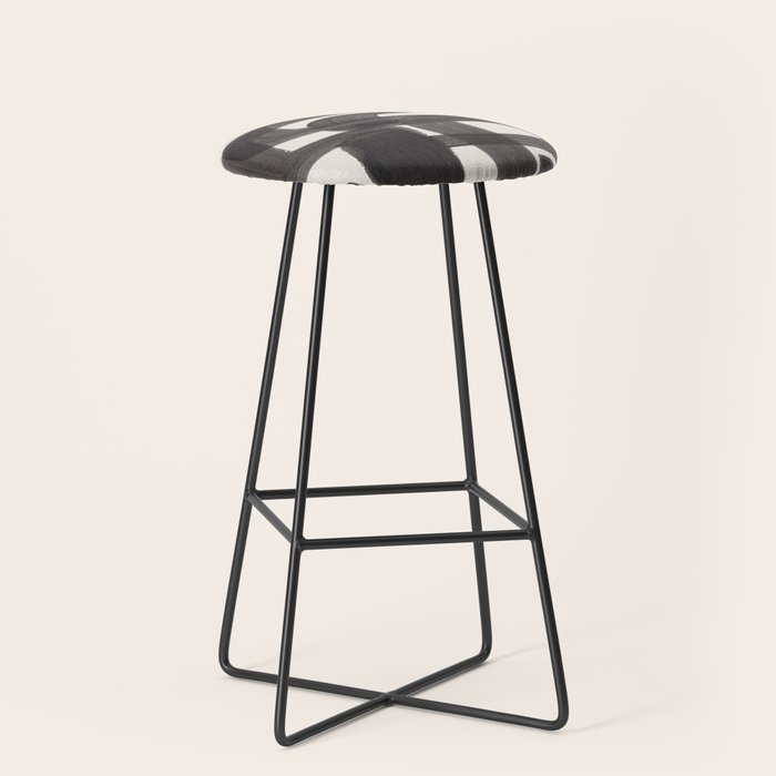 Black Ink Paint Brush Strokes Wiggles Mid Century Modern Stool Gallery Image 1