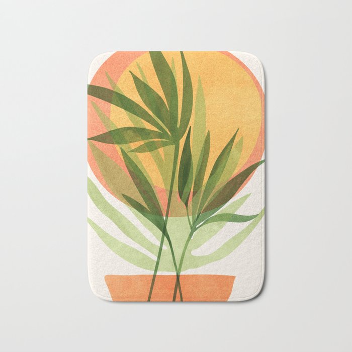 Retro Sunset Garden Still Life Bath Mat Gallery Image 1