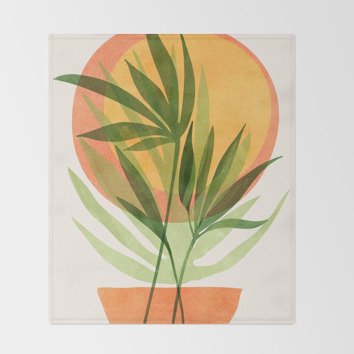 Retro Sunset Garden Still Life Throw Blanket Gallery Image 2