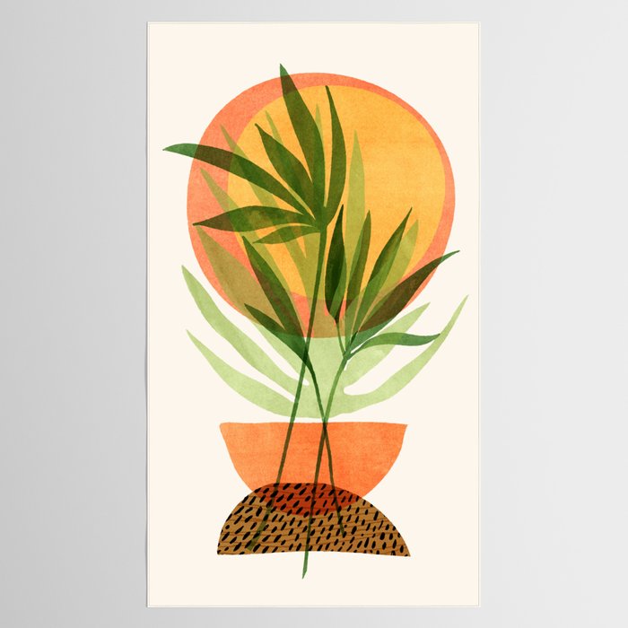 Retro Sunset Garden Still Life Tablecloth Gallery Image 2