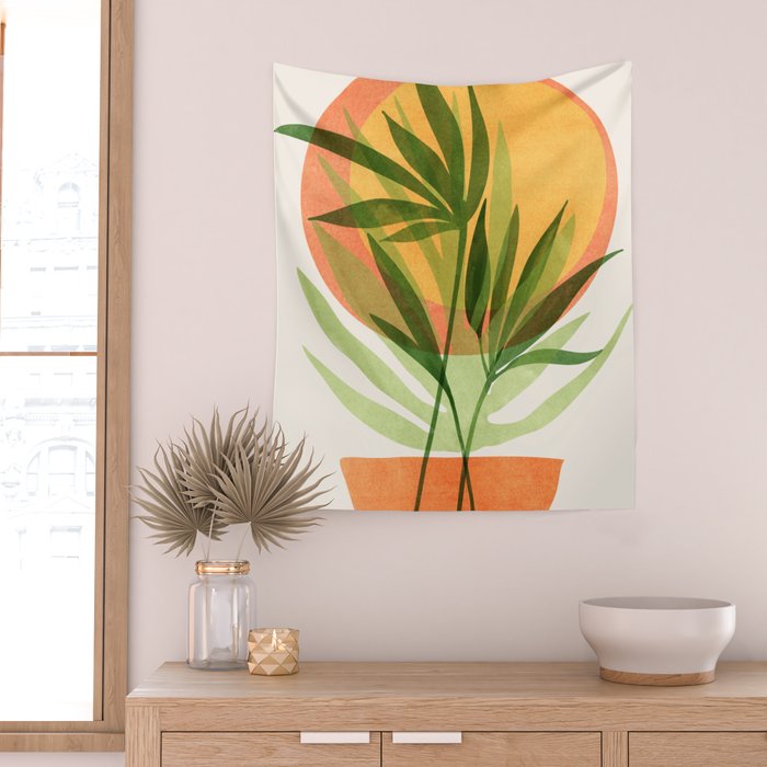 Retro Sunset Garden Still Life Wall Tapestry Gallery Image 2