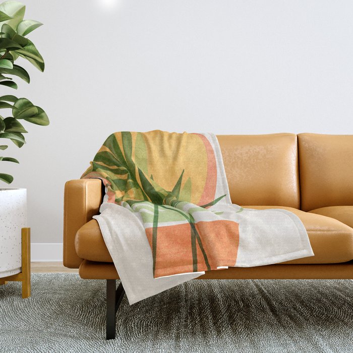 Retro Sunset Garden Still Life Throw Blanket Gallery Image 1