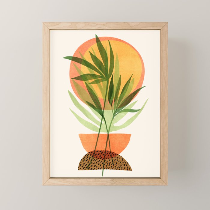 Retro Sunset Garden Still Life Mini Art Print Gallery Image 1