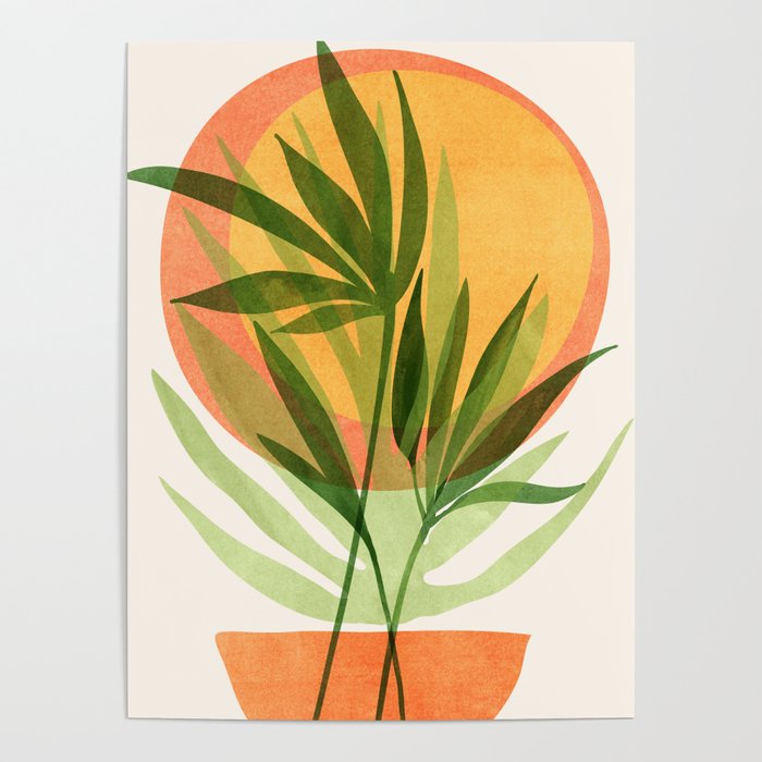 Retro Sunset Garden Still Life Poster Gallery Image 1