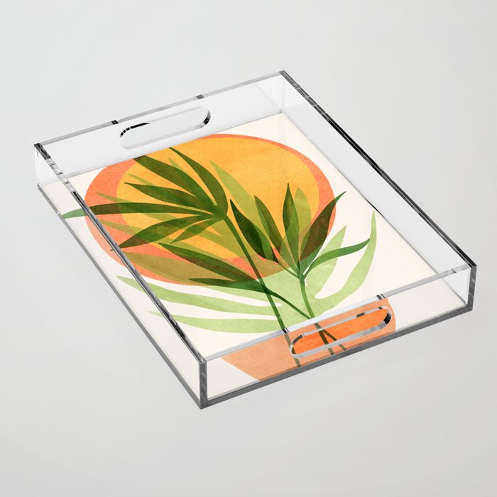 Retro Sunset Garden Still Life Acrylic Tray Gallery Image 1