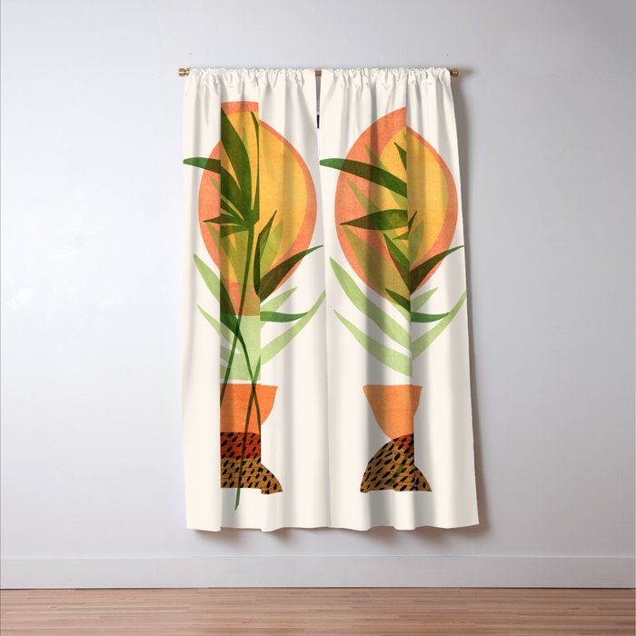 Retro Sunset Garden Still Life Window Curtain Gallery Image 3