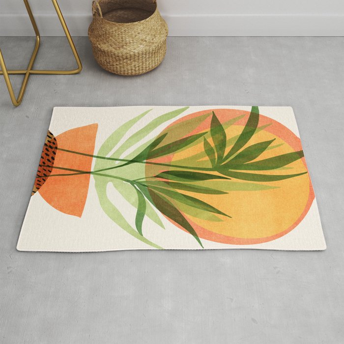 Retro Sunset Garden Still Life Rug Gallery Image 1