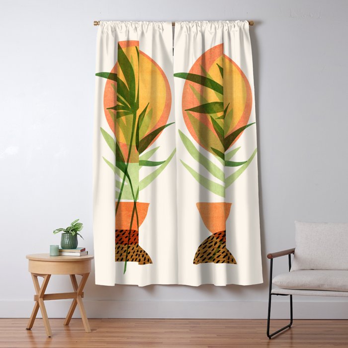 Retro Sunset Garden Still Life Window Curtain Gallery Image 1