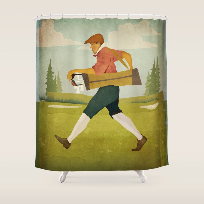Golfer Vintage Golf Shower Curtain Gallery Image 1