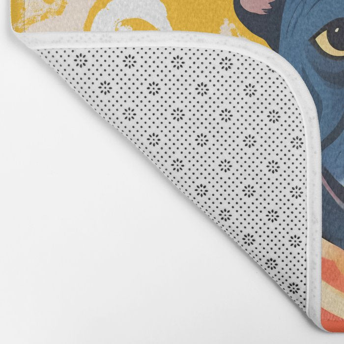 Should I Over Explain Myself or Remain Misunderstood? | Bulldog Pets Funny Quote, Typography Poster Saying Phrase, Cute Quirky Whimsical Dog Animals Naive Illustration Bath Mat Gallery Image 2