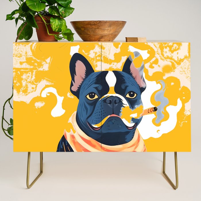 Should I Over Explain Myself or Remain Misunderstood? | Bulldog Pets Funny Quote, Typography Poster Saying Phrase, Cute Quirky Whimsical Dog Animals Naive Illustration Credenza Gallery Image 1