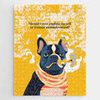 Should I Over Explain Myself or Remain Misunderstood? | Bulldog Pets Funny Quote, Typography Poster Saying Phrase, Cute Quirky Whimsical Dog Animals Naive Illustration Jigsaw Puzzle Gallery Image 1