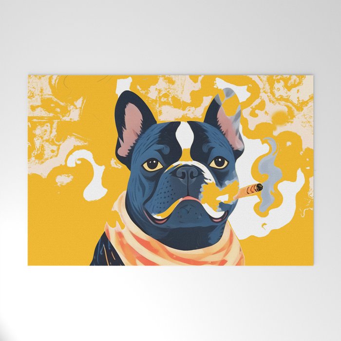 Should I Over Explain Myself or Remain Misunderstood? | Bulldog Pets Funny Quote, Typography Poster Saying Phrase, Cute Quirky Whimsical Dog Animals Naive Illustration Welcome Mat Gallery Image 1
