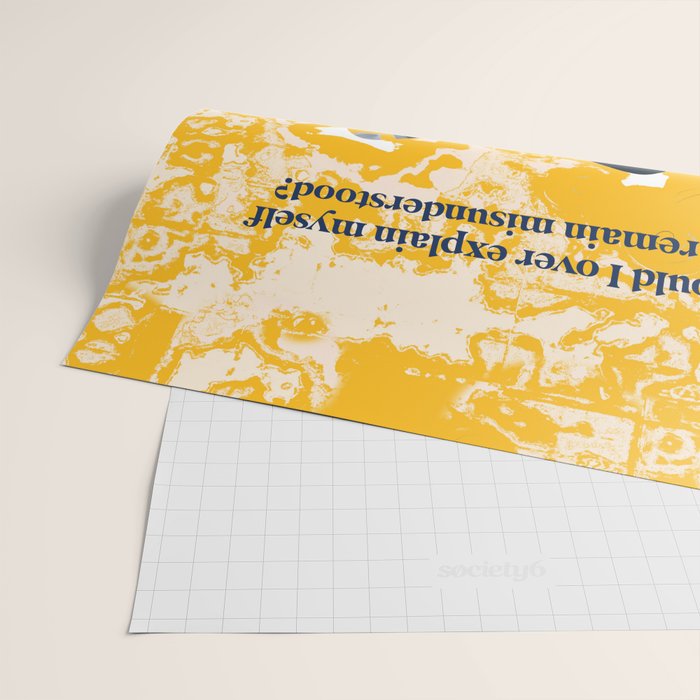 Should I Over Explain Myself or Remain Misunderstood? | Bulldog Pets Funny Quote, Typography Poster Saying Phrase, Cute Quirky Whimsical Dog Animals Naive Illustration Wrapping Paper Gallery Image 2