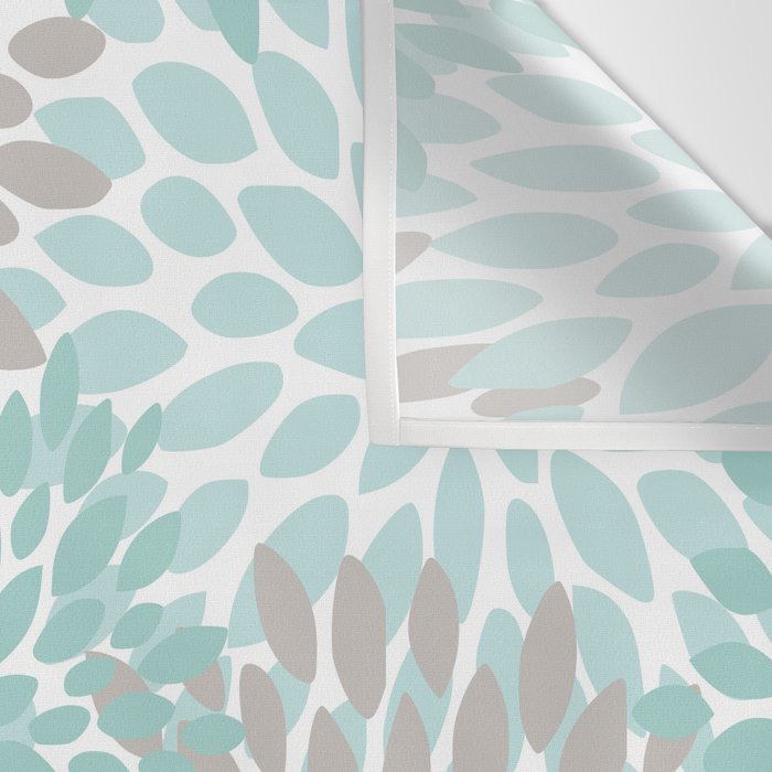 Floral Pattern, Teal, Aqua, Turquoise,Gray Wall Tapestry Gallery Image 3