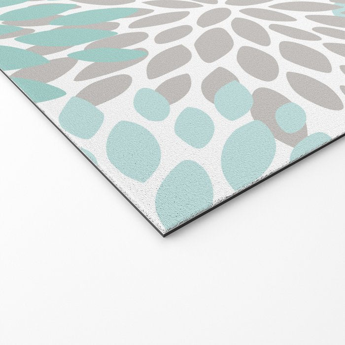 Floral Pattern, Teal, Aqua, Turquoise,Gray Welcome Mat Gallery Image 2