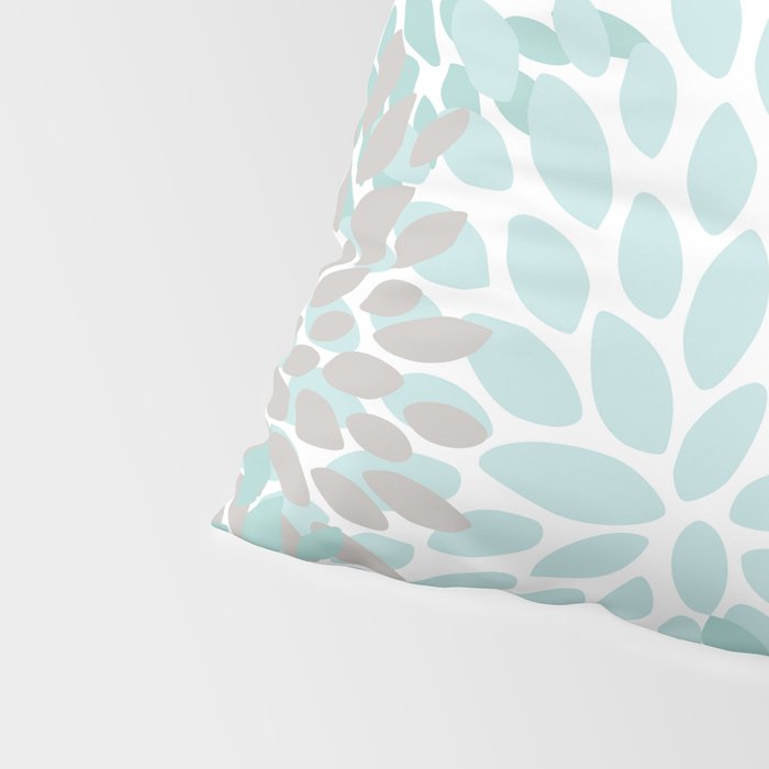 Floral Pattern, Teal, Aqua, Turquoise,Gray Pillow Sham Gallery Image 4