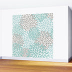 Floral Pattern, Teal, Aqua, Turquoise,Gray Wall Mural Gallery Image 2