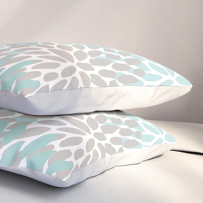 Floral Pattern, Teal, Aqua, Turquoise,Gray Pillow Sham Gallery Image 3