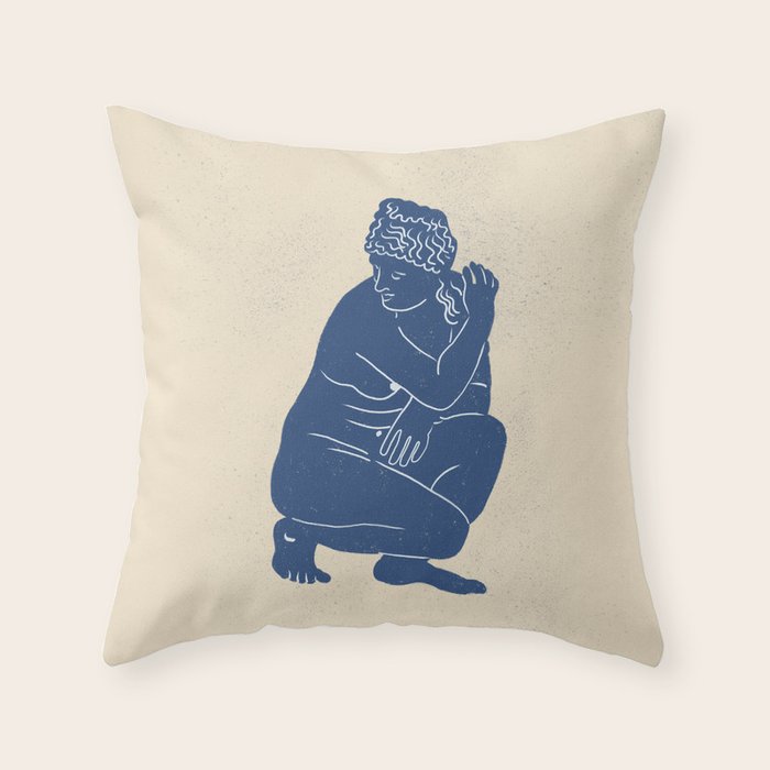 Blue Nude Throw Pillow Gallery Image 1