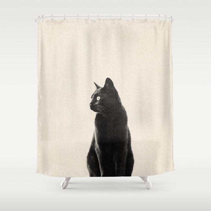 Black Cat Shower Curtain Gallery Image 1