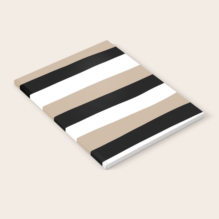 Uneven Stripes - Taupe, Black and White Notebook Gallery Image 1