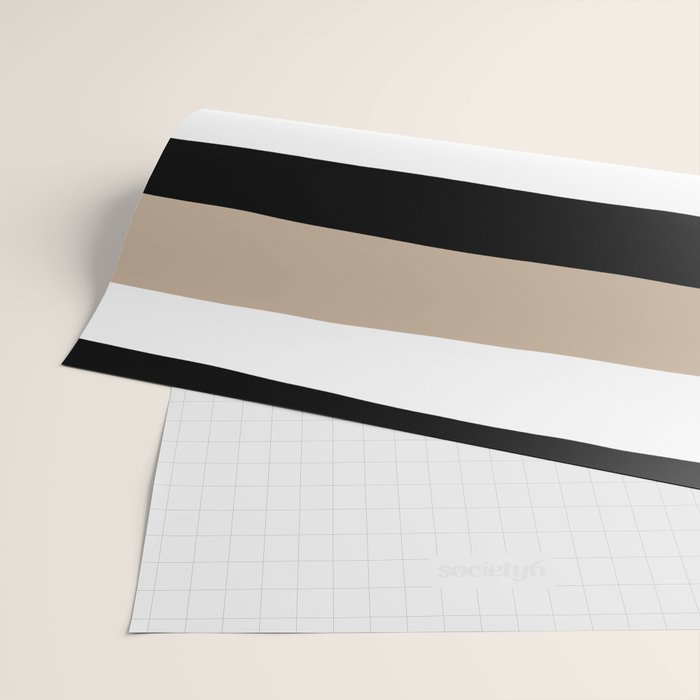 Uneven Stripes - Taupe, Black and White Wrapping Paper Gallery Image 2