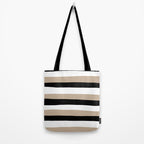 Uneven Stripes - Taupe, Black and White Tote Bag Gallery Image 2