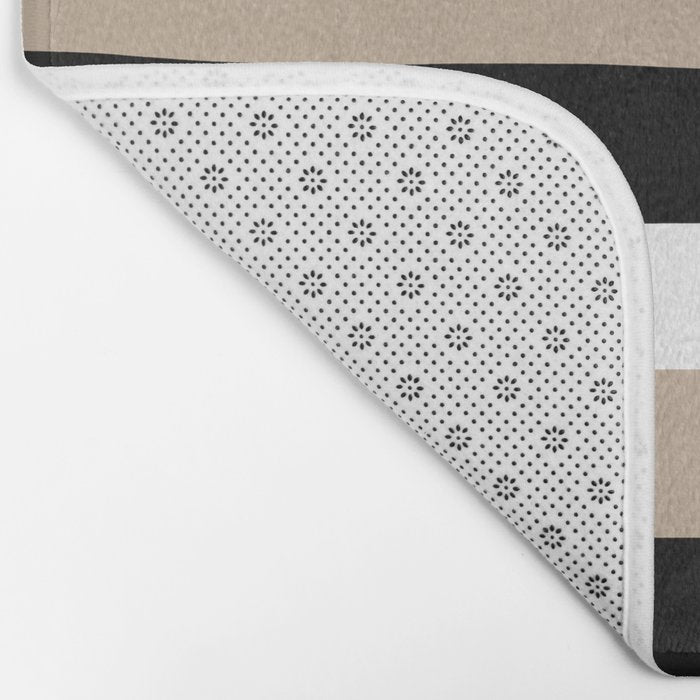 Uneven Stripes - Taupe, Black and White Bath Mat Gallery Image 2