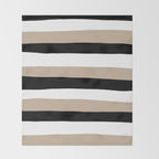 Uneven Stripes - Taupe, Black and White Throw Blanket Gallery Image 2