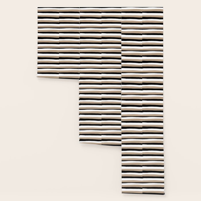 Uneven Stripes - Taupe, Black and White Wallpaper Gallery Image 3