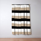 Uneven Stripes - Taupe, Black and White Window Curtain Gallery Image 3
