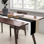 Uneven Stripes - Taupe, Black and White Table Runner Gallery Image 2