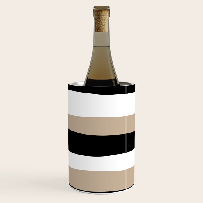 Uneven Stripes - Taupe, Black and White Wine Chiller Gallery Image 2