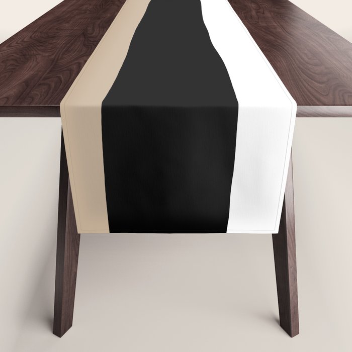 Uneven Stripes - Taupe, Black and White Table Runner Gallery Image 1