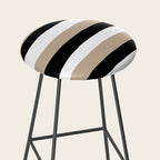 Uneven Stripes - Taupe, Black and White Stool Gallery Image 2