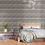 Uneven Stripes - Taupe, Black and White Wallpaper Gallery Image 3