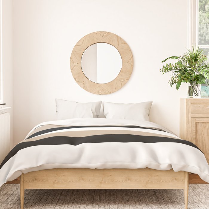 Uneven Stripes - Taupe, Black and White Duvet Cover Gallery Image 3