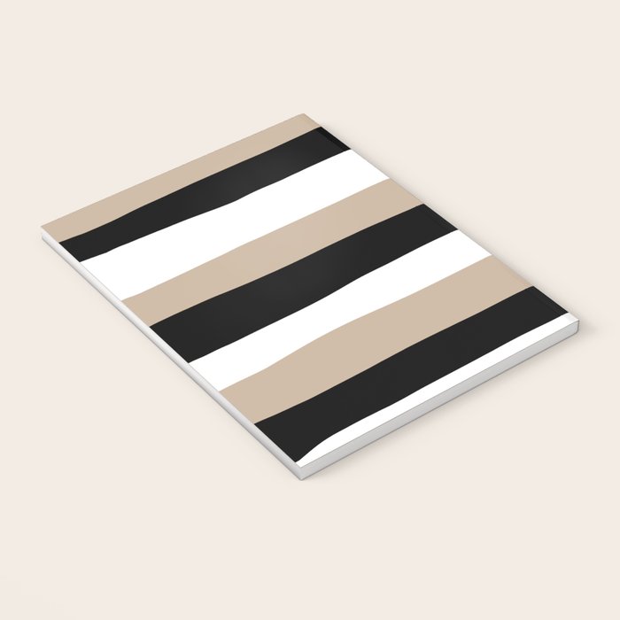Uneven Stripes - Taupe, Black and White Notebook Gallery Image 3